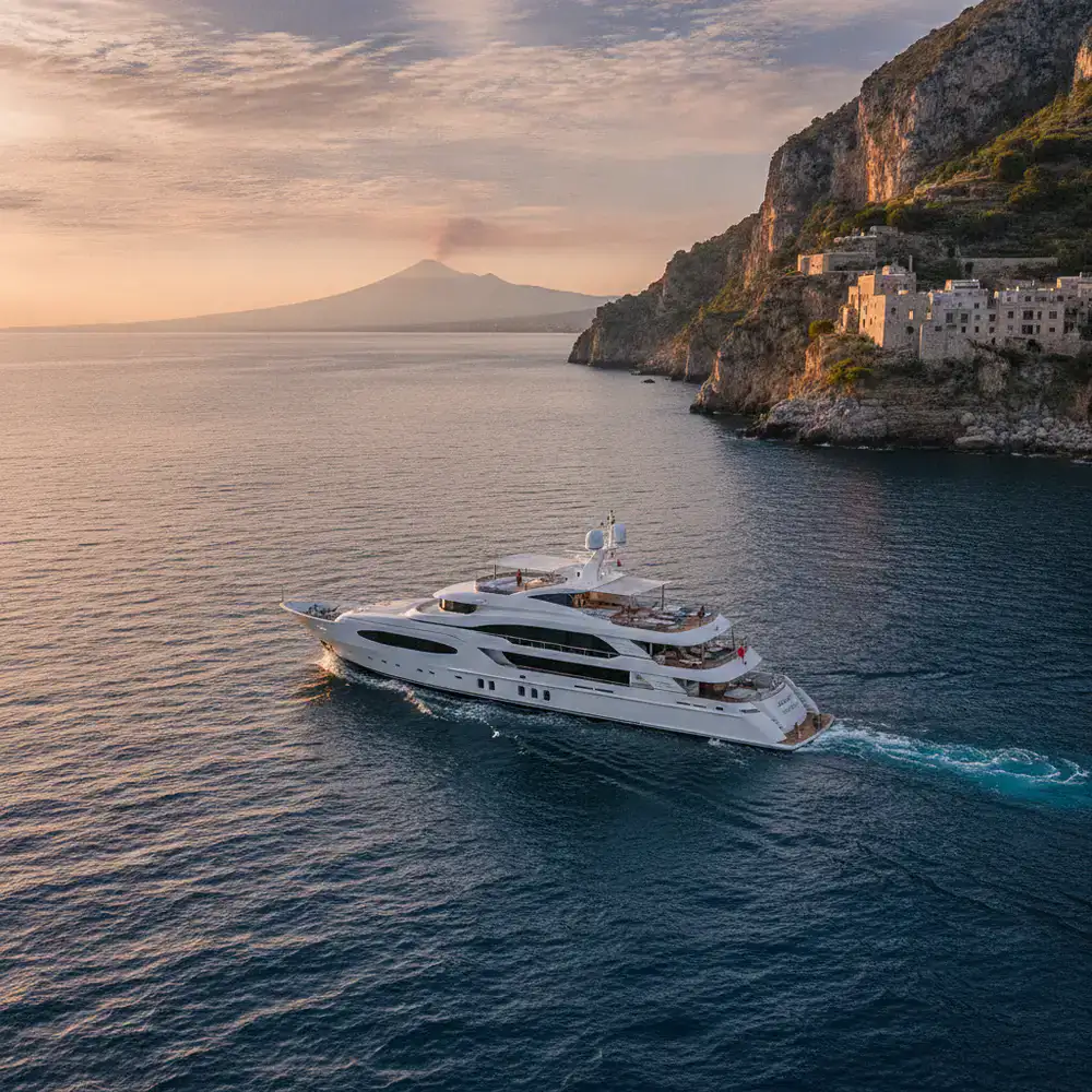 Yacht di lusso in navigazione lungo la costa siciliana